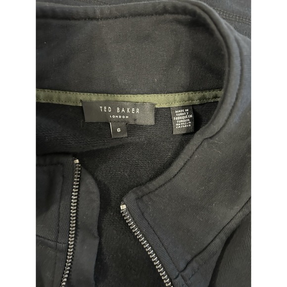 Ted Baker London Mens Half Zip Pullover 100% Cotton Sweatshirt Black Sz 6 (2XL) - Picture 4 of 7